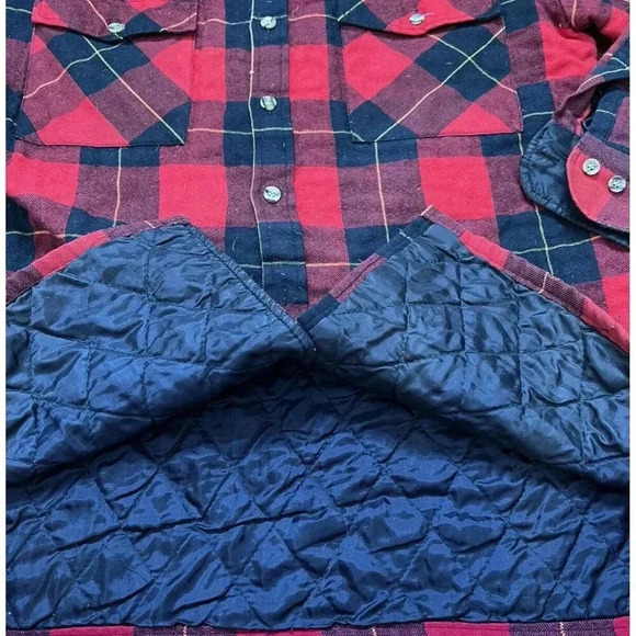 VTG Midwest Buffalo Check Flannel Jacket Mens Size Medium Quilted Lined Shacket - Picture 4 of 7